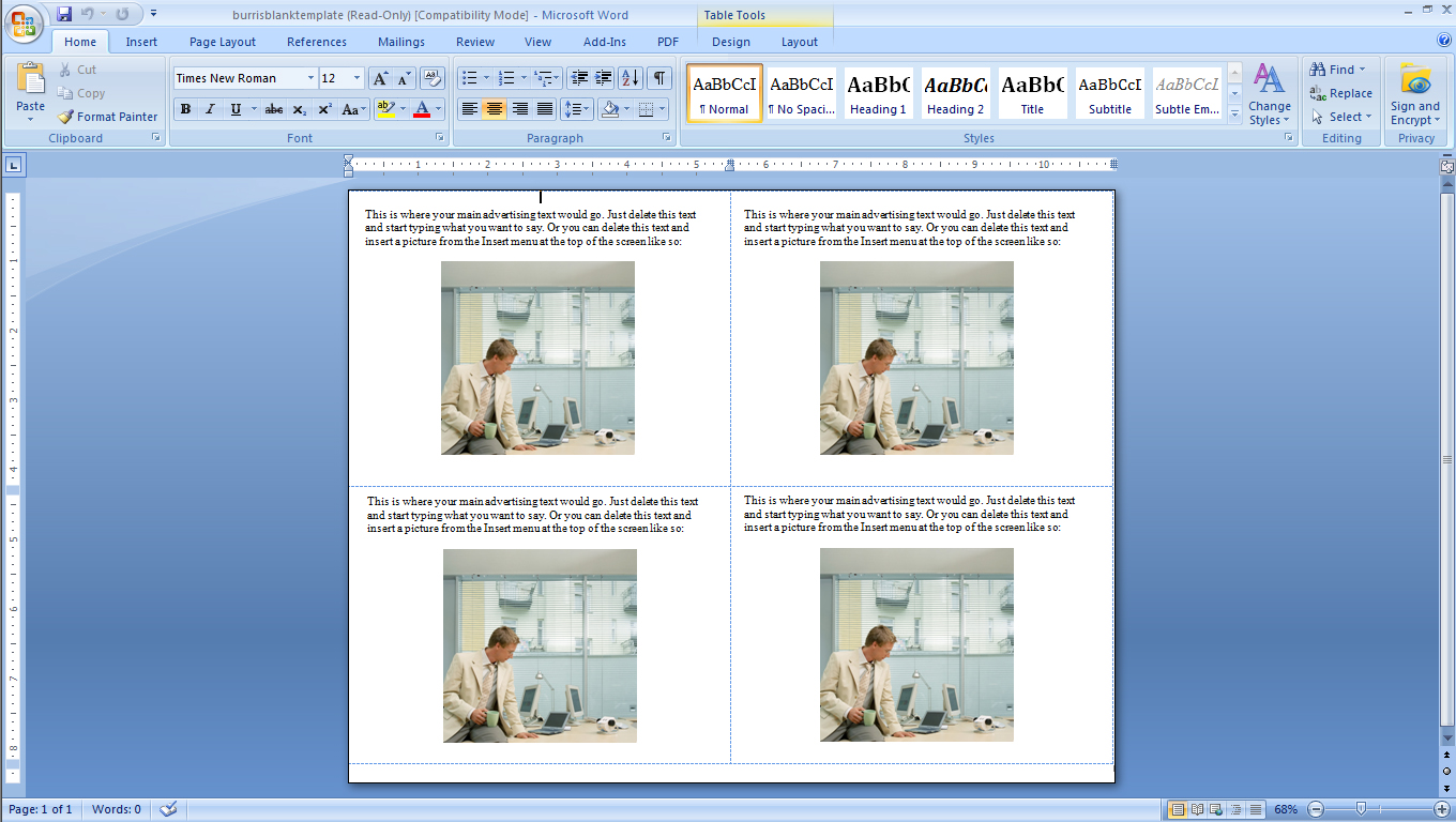 How To Make Four Postcards On The Same Sheet in Word. Burris Computer