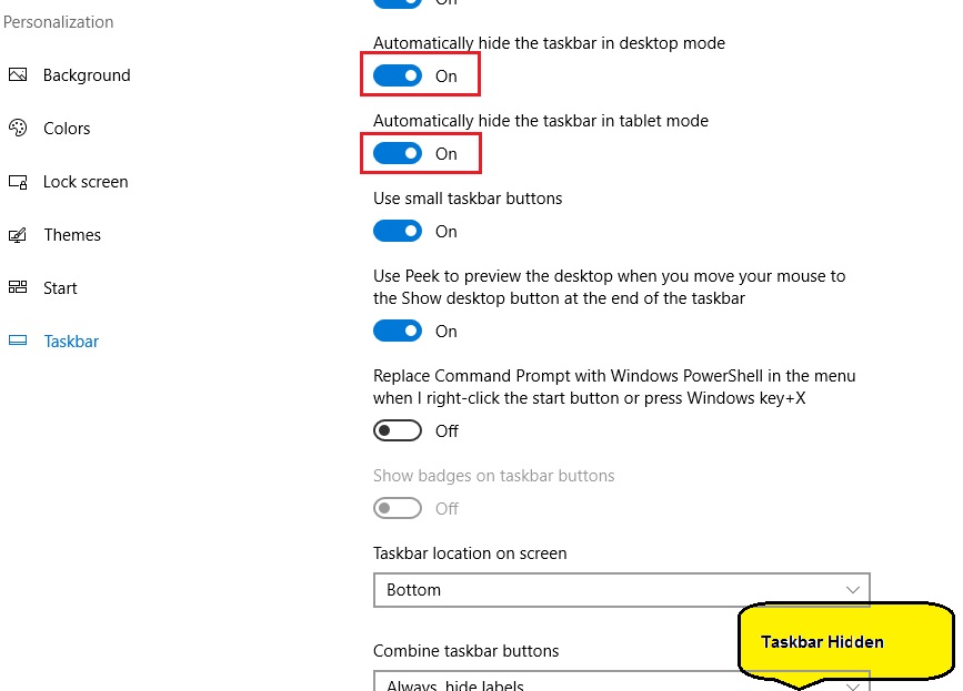 Hide taskbar windows 10 - inputge