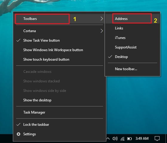 Add Address Bar (URL Field) on Windows Taskbar PCGUIDE4U