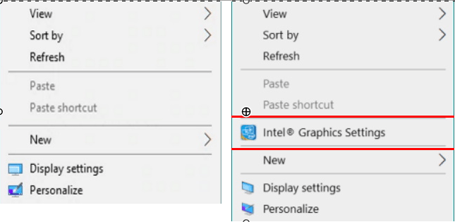 intel display settings missing