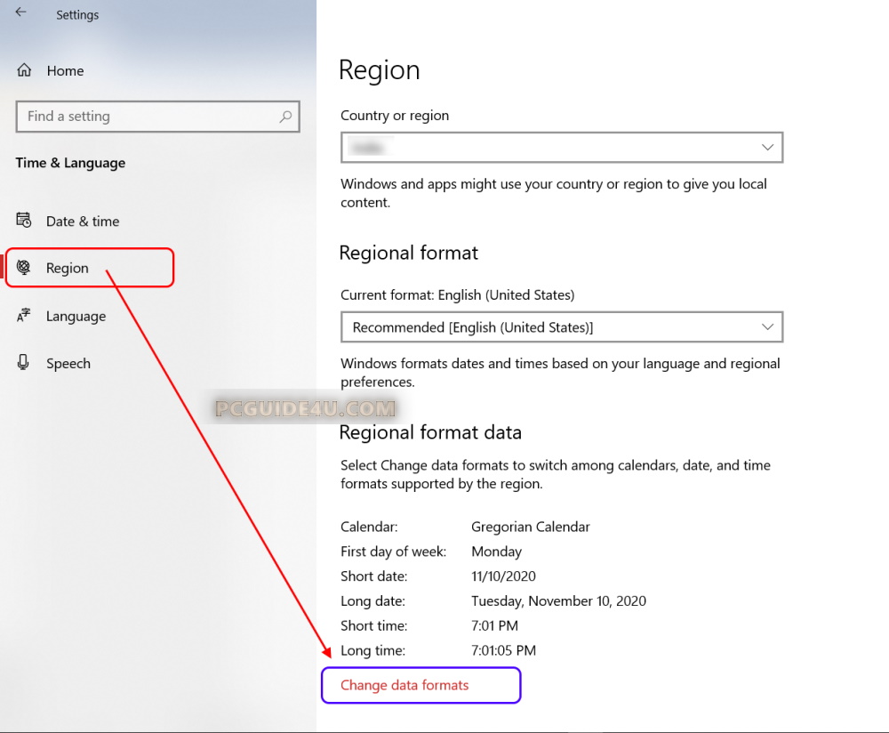 Change Date and Time Format in Windows 10 PCGUIDE4U