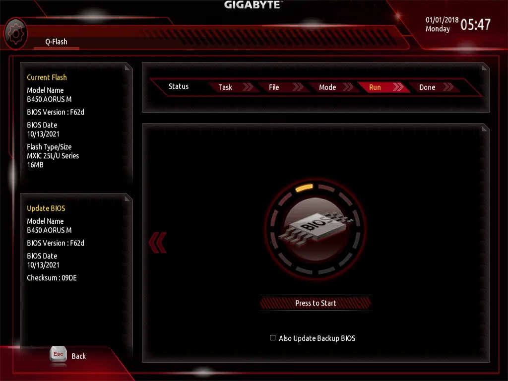 How to update Gigabyte backup BIOS