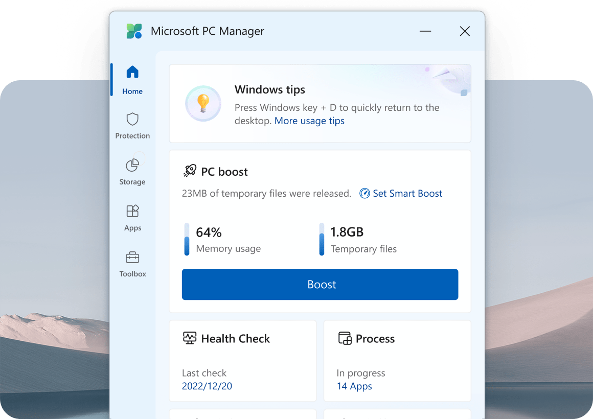 Antivirus, Cleanup PC, protection for your computer Microsoft PC Manager