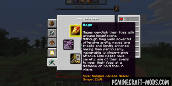 Classes of Warcraft RPG Mod For Minecraft 1.7.10 PC Java Mods