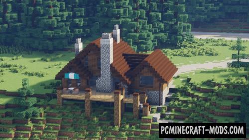 Mountain Log House Custom Terrain Map For MC PC Java Mods
