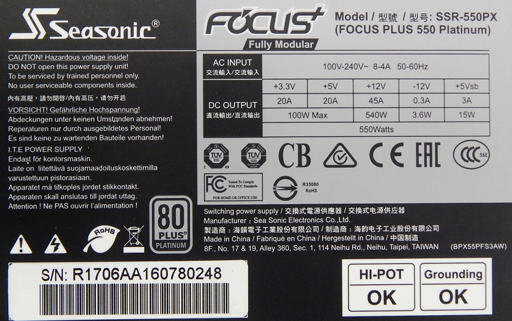 Seasonic FOCUS Plus Platinum 550W PSU Review PC Perspective