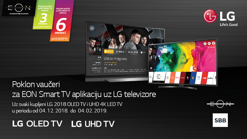 Poklon vaučeri za EON Smart TV aplikaciju uz LG televizore PC Press