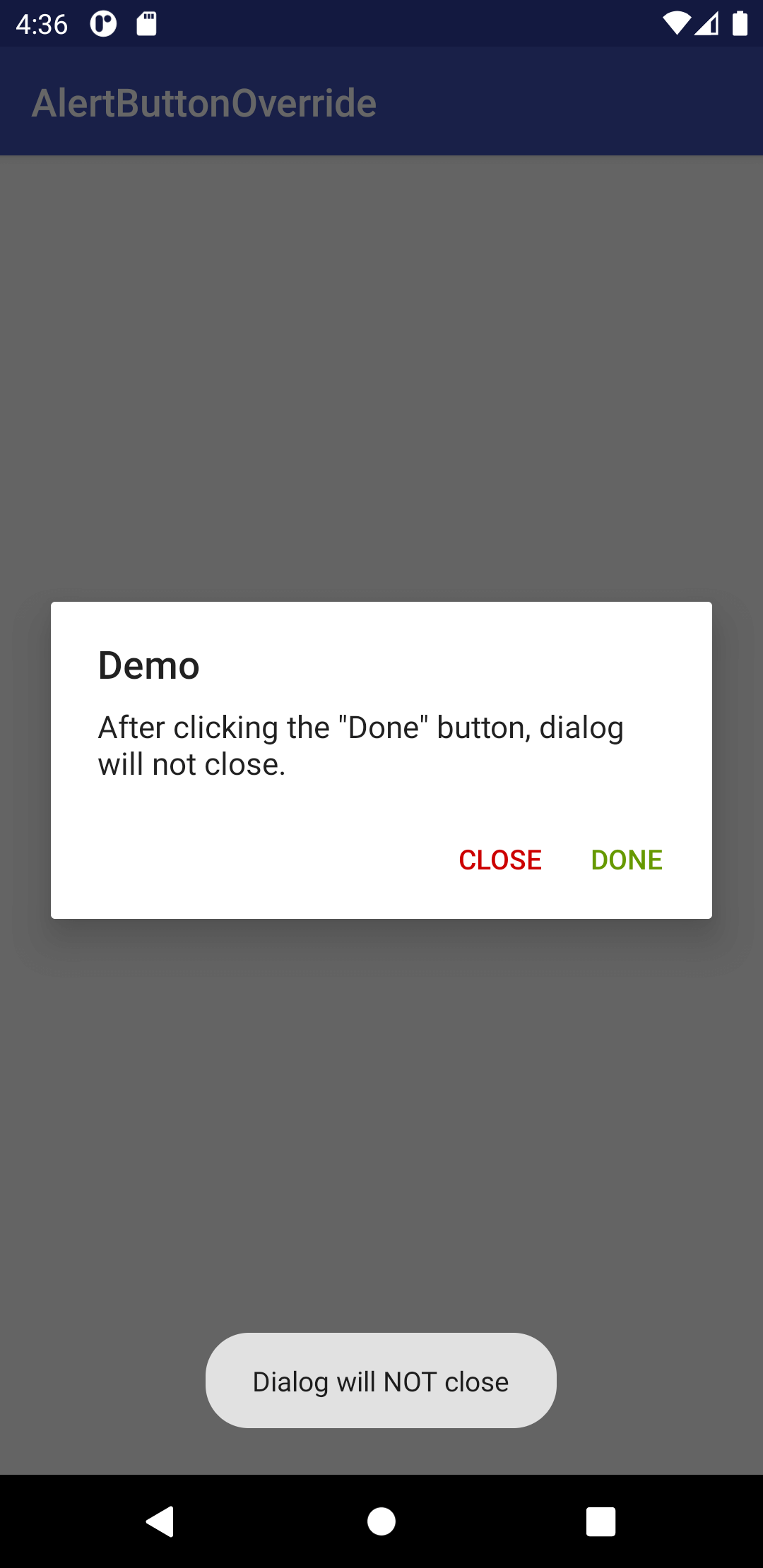 Override Button of AlertDialog Android PCSalt