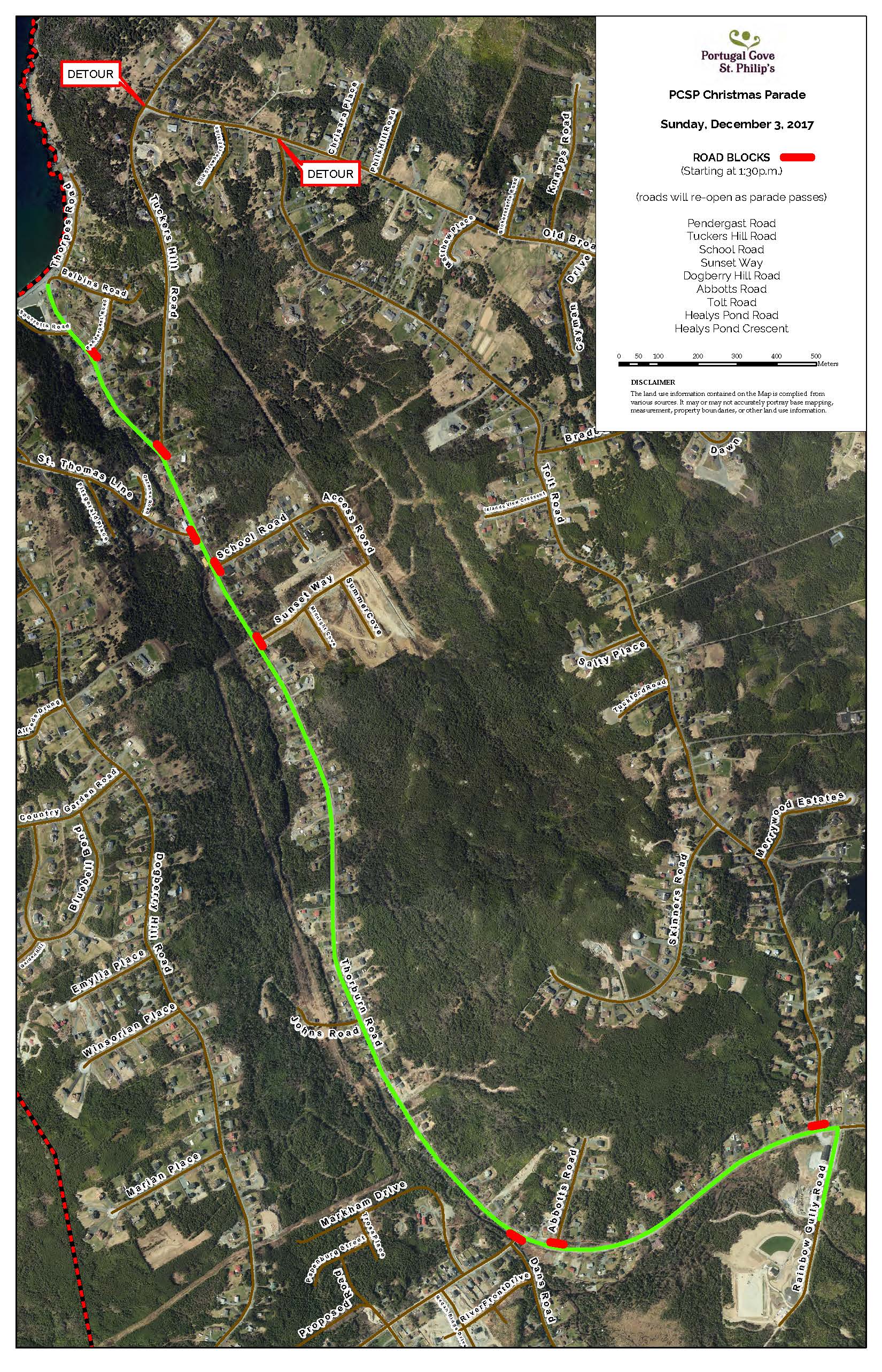 Christmas Parade Route 2017 Town of Portugal Cove St. Philips