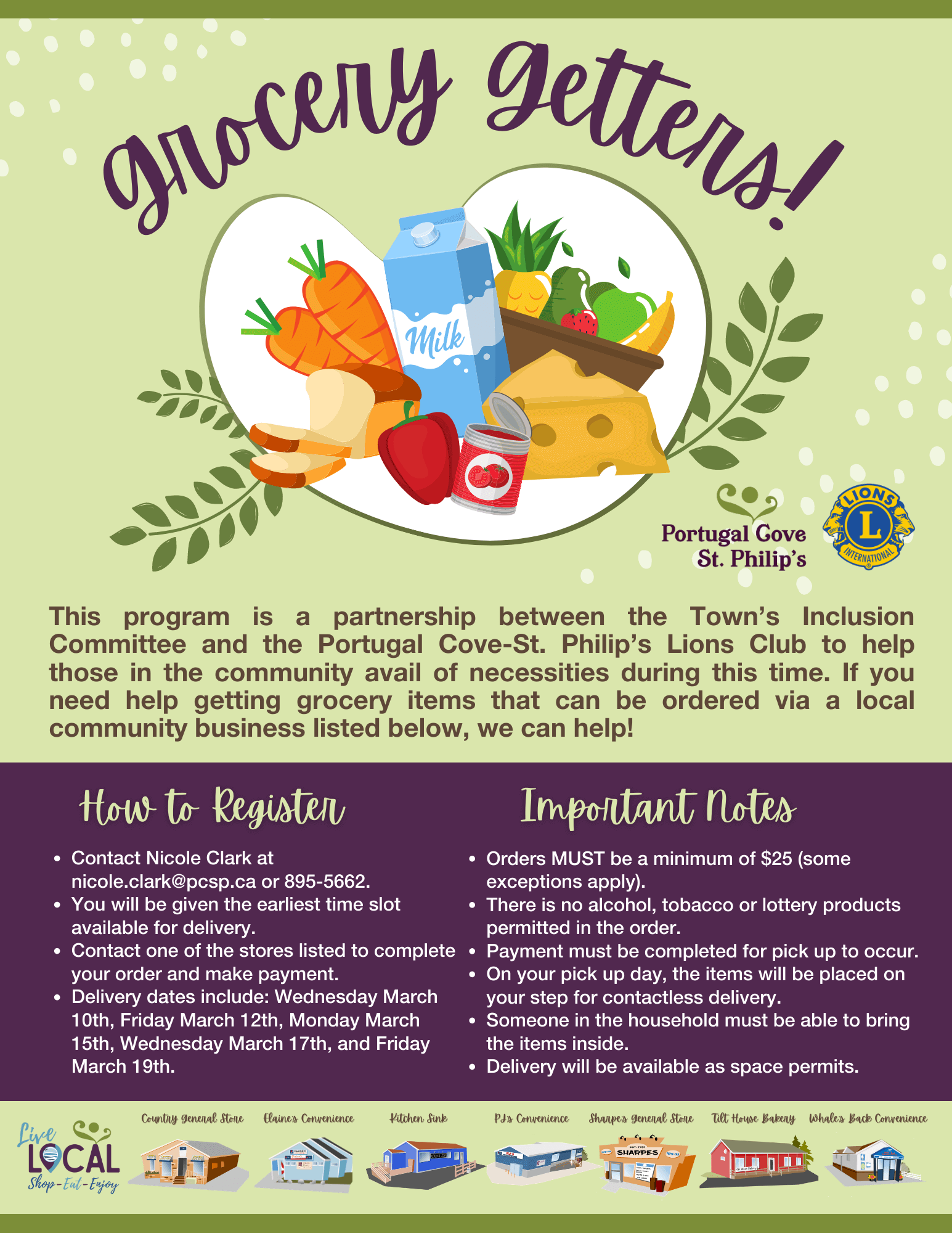 New Grocery Getters Program in PCSP Town of Portugal Cove St. Philips