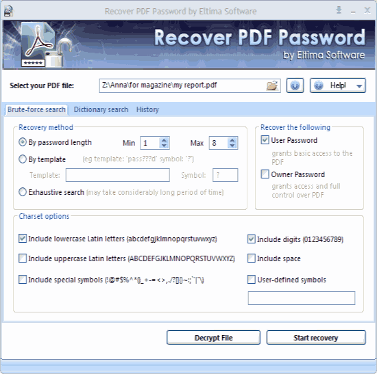 Recover PDF Password Tool Recover / Lost PDF Passwords
