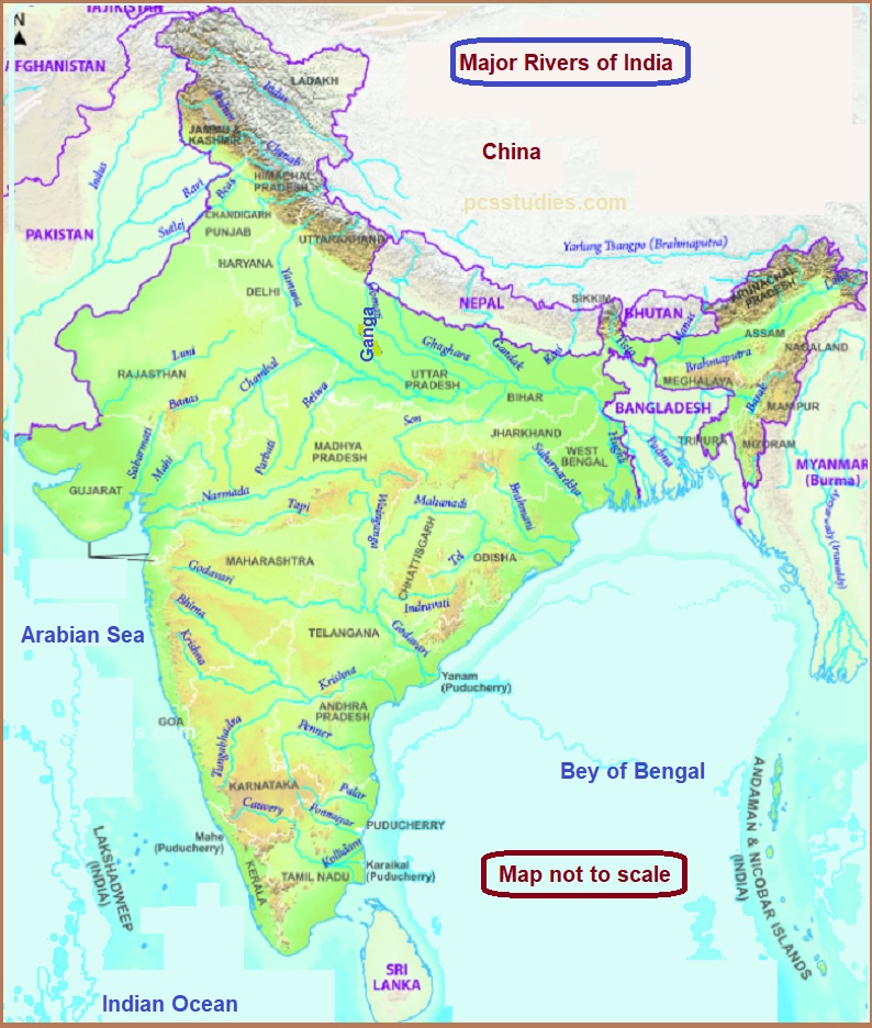Rivers of India and their main Tributaries PCSSTUDIES Geography