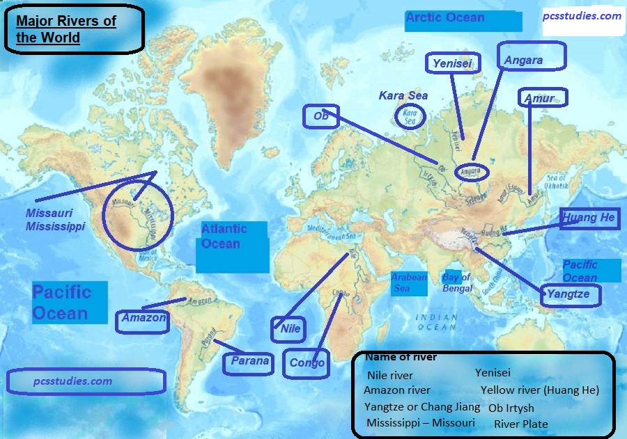 Major rivers of the world PCSSTUDIES Geography