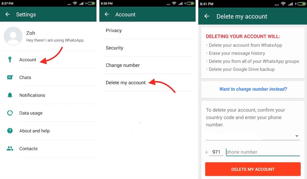 How to delete WhatsApp Account permanently on iOS/Android PC