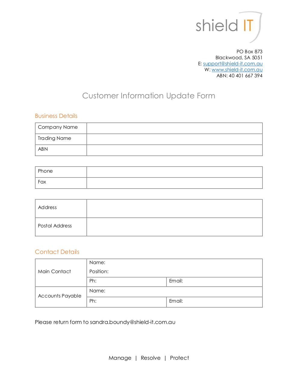 Customer Information Update Form by user Customer Information Update Form PDF pdf PDF Archive