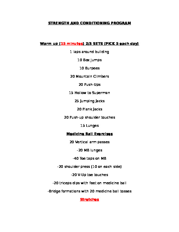 Strength and Conditioning Program