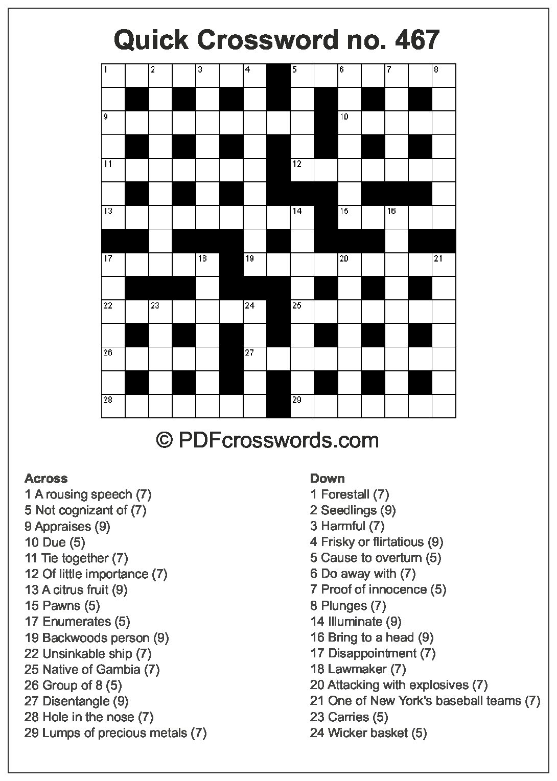 Quick Crosswords (1100) PDF Crosswords