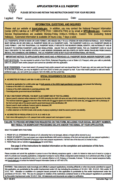 DS-11 Passport Application (2013-2017) | Edit Forms Online | PDFFormPro