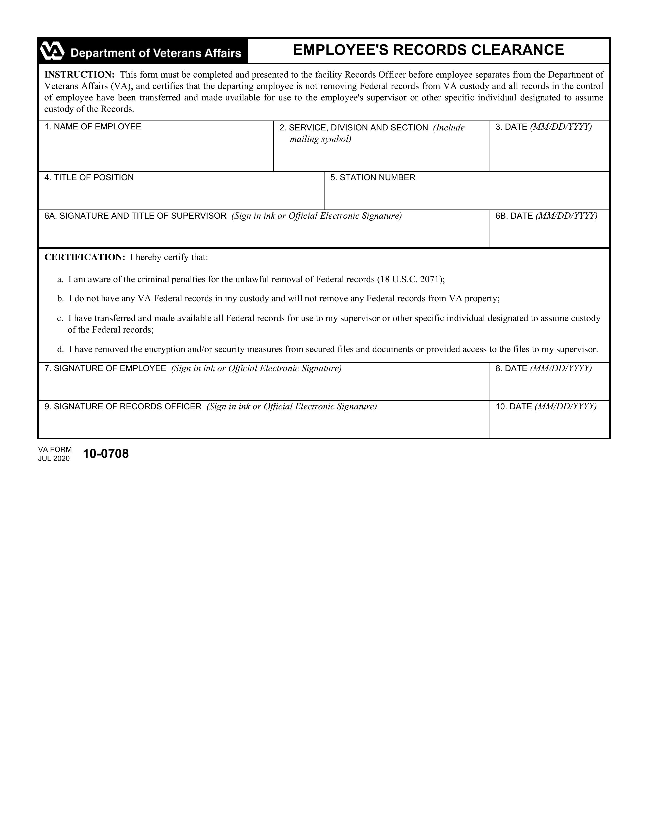 VA Form 100708 20252026 Fill Forms Easily PDF Guru
