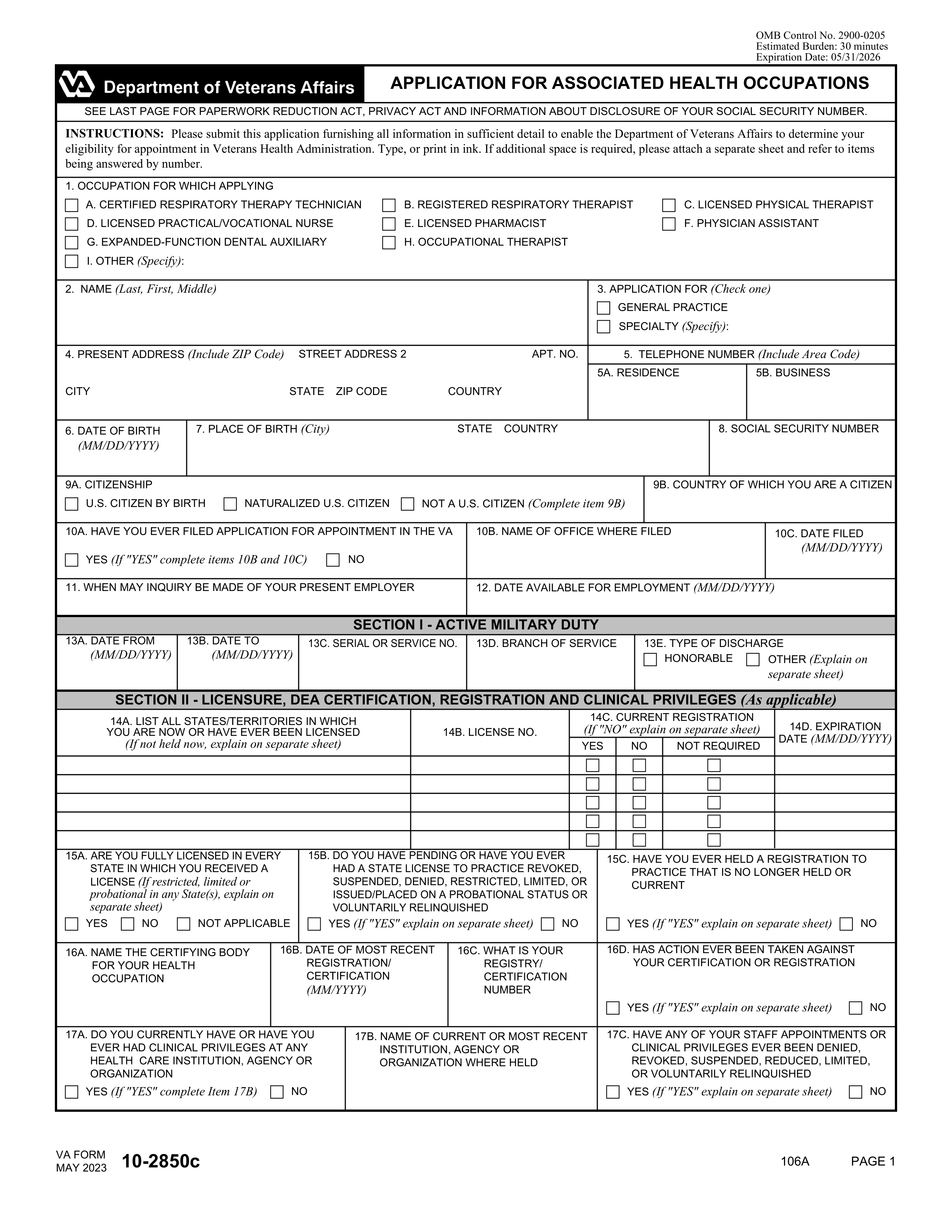 VA Form 1010172 20252026 Fill Forms Online PDF Guru(09)