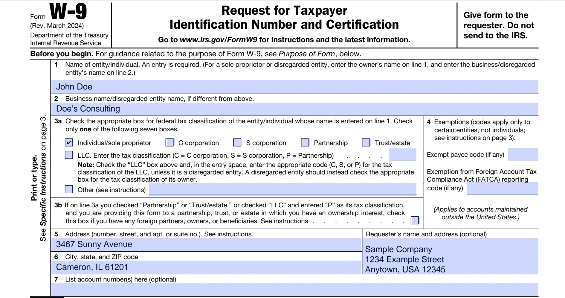 W 9 Form Printable(09)