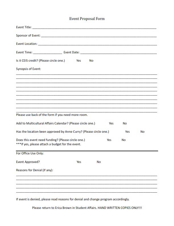 Event Proposal Template Free Download, Create, Edit, Fill and Print