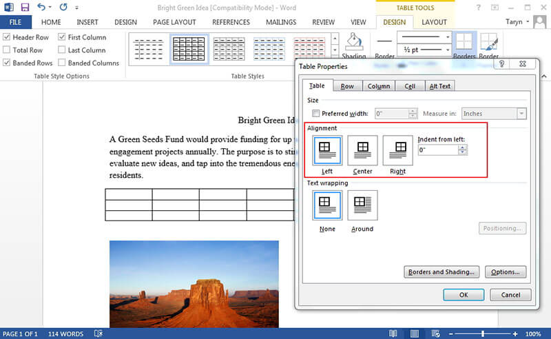 Alineación en Microsoft Word