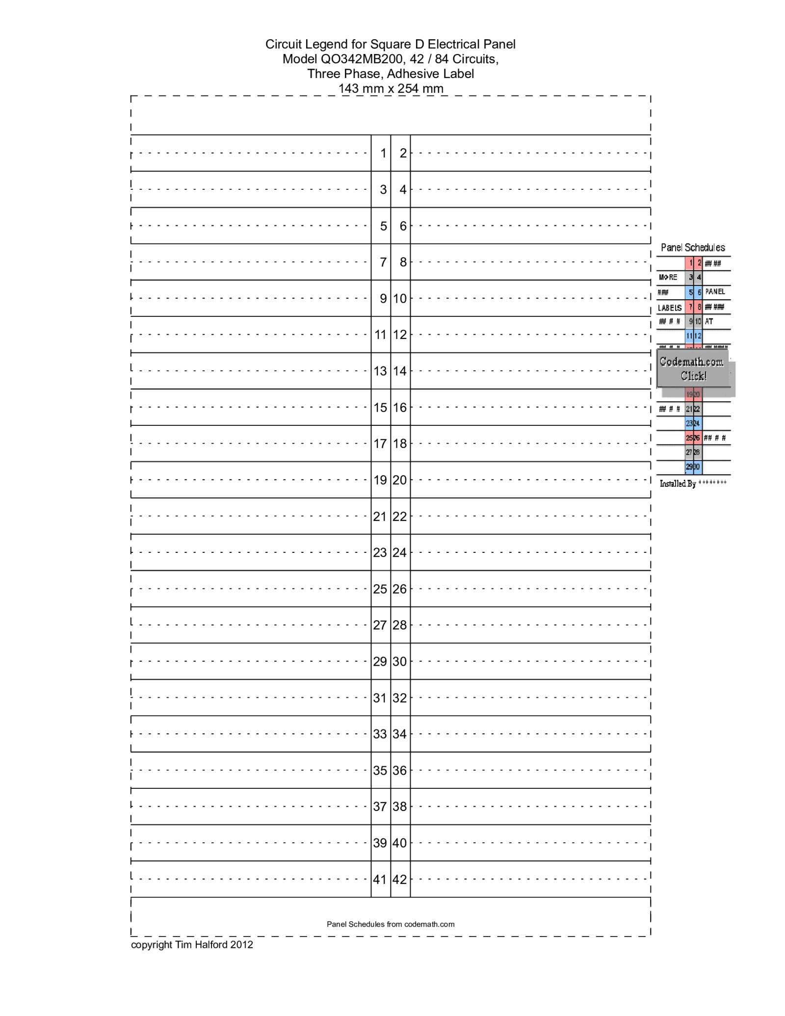 Print Online Electrical Panel Label Template — PDFliner