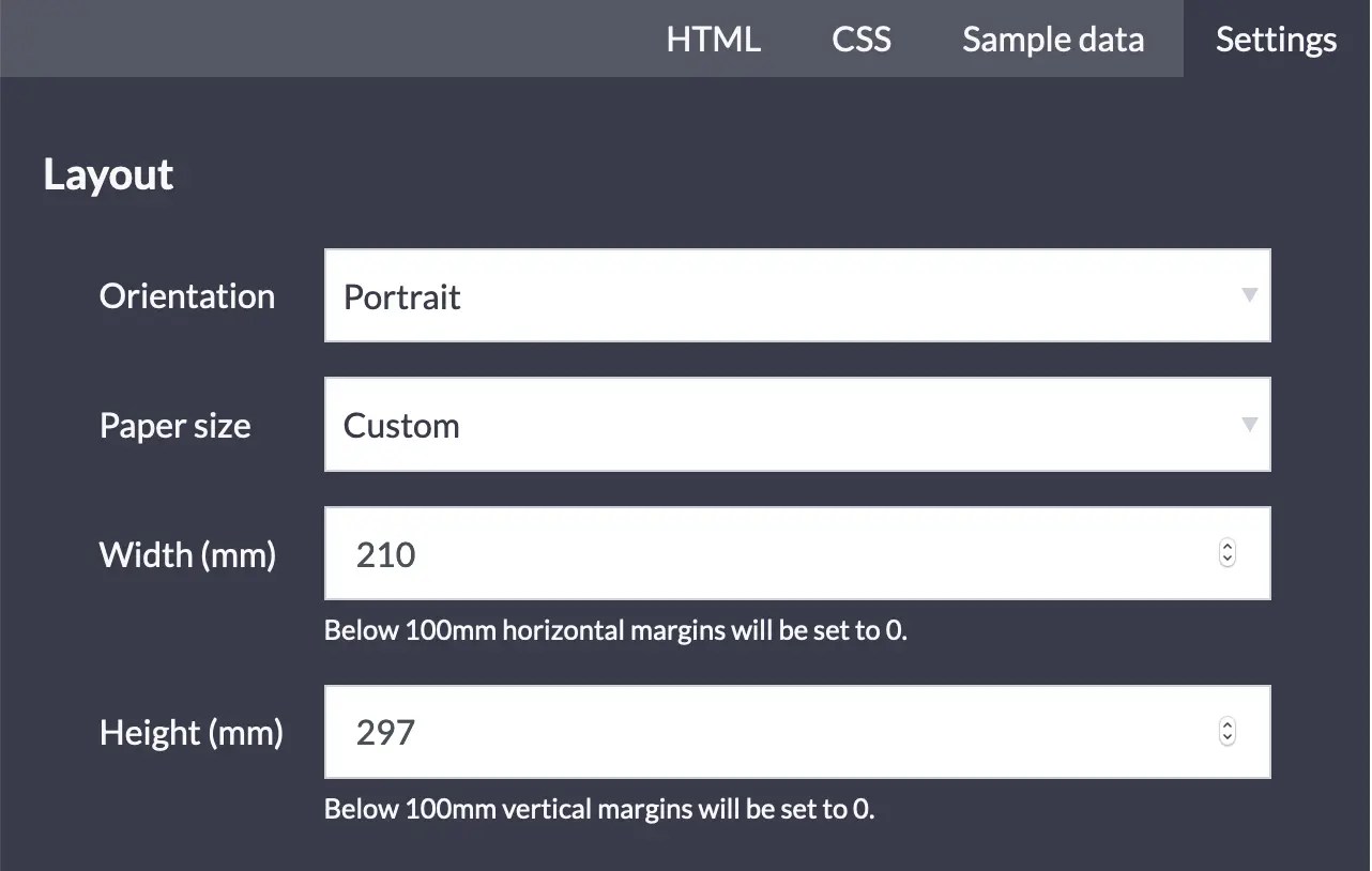 New Feature Paper sizes PDFMonkey