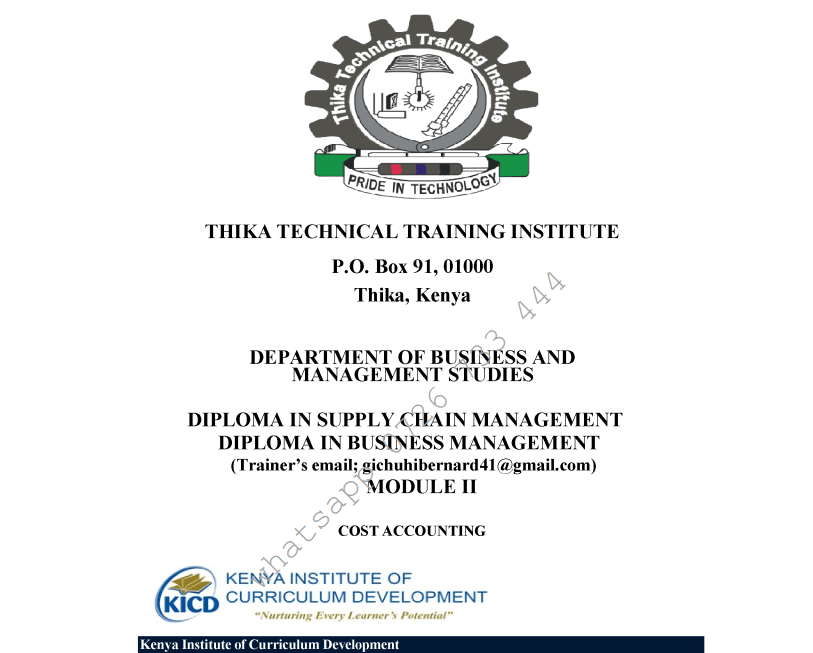 Cost Accounting Pdf notes KNEC Pdf Ebooks