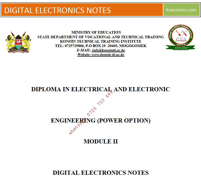 Digital Electronics notes KNEC Diploma Pdf Ebooks