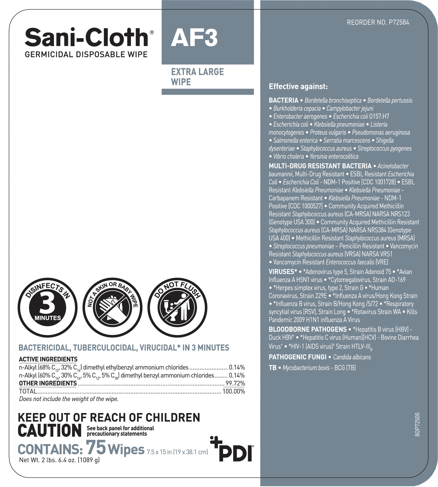 SaniCloth® AF3 Germicidal Disposable Wipe PDI Healthcare