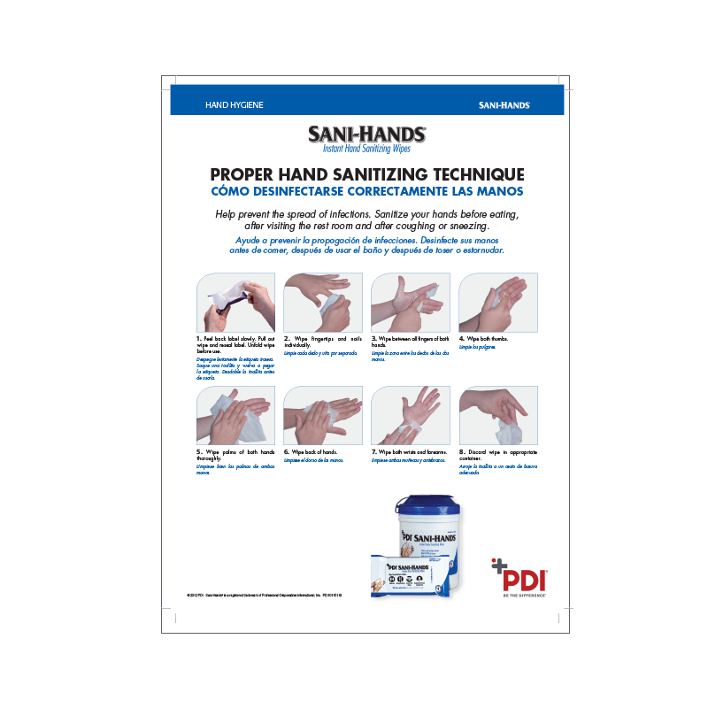 SaniHands® Instructions For Use (IFU) Sign PDI Healthcare