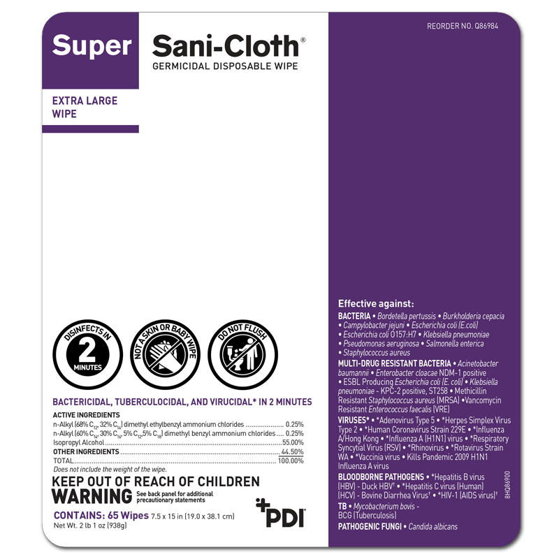Super Sani-Cloth® Germicidal Disposable Wipe - PDI Healthcare