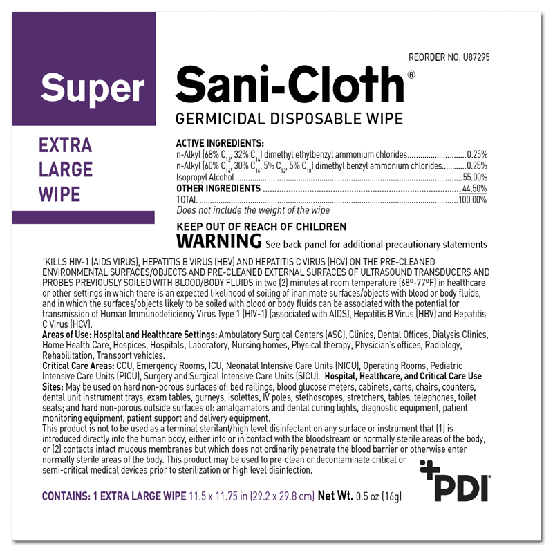 Super Sani-Cloth® Germicidal Disposable Wipe - PDI Healthcare
