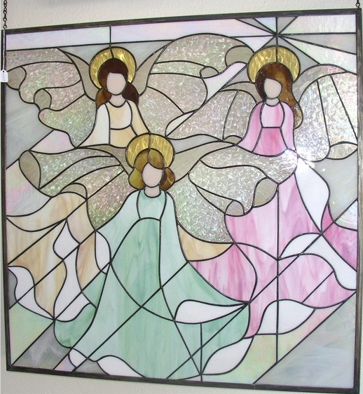 3 angels variation 1 christmas inspirational angel stained glass patternPDQ stained glass