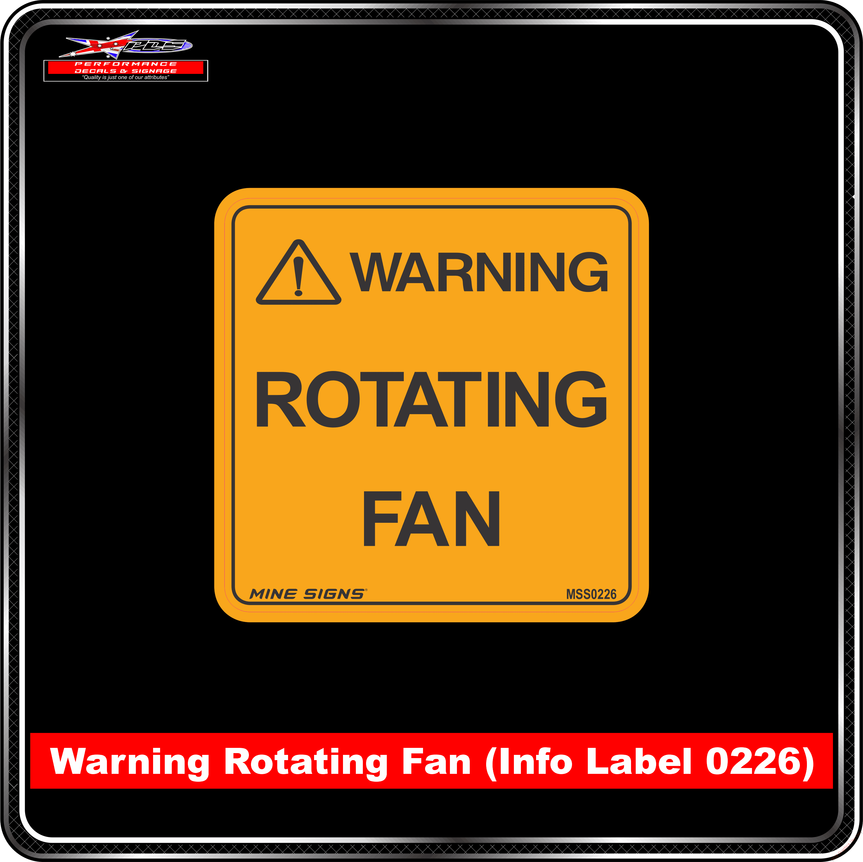 WARNING Rotating Fan (Info Label 0226) 120 x 120 mm