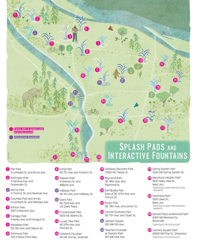 Splash Pad Map PDX Parent
