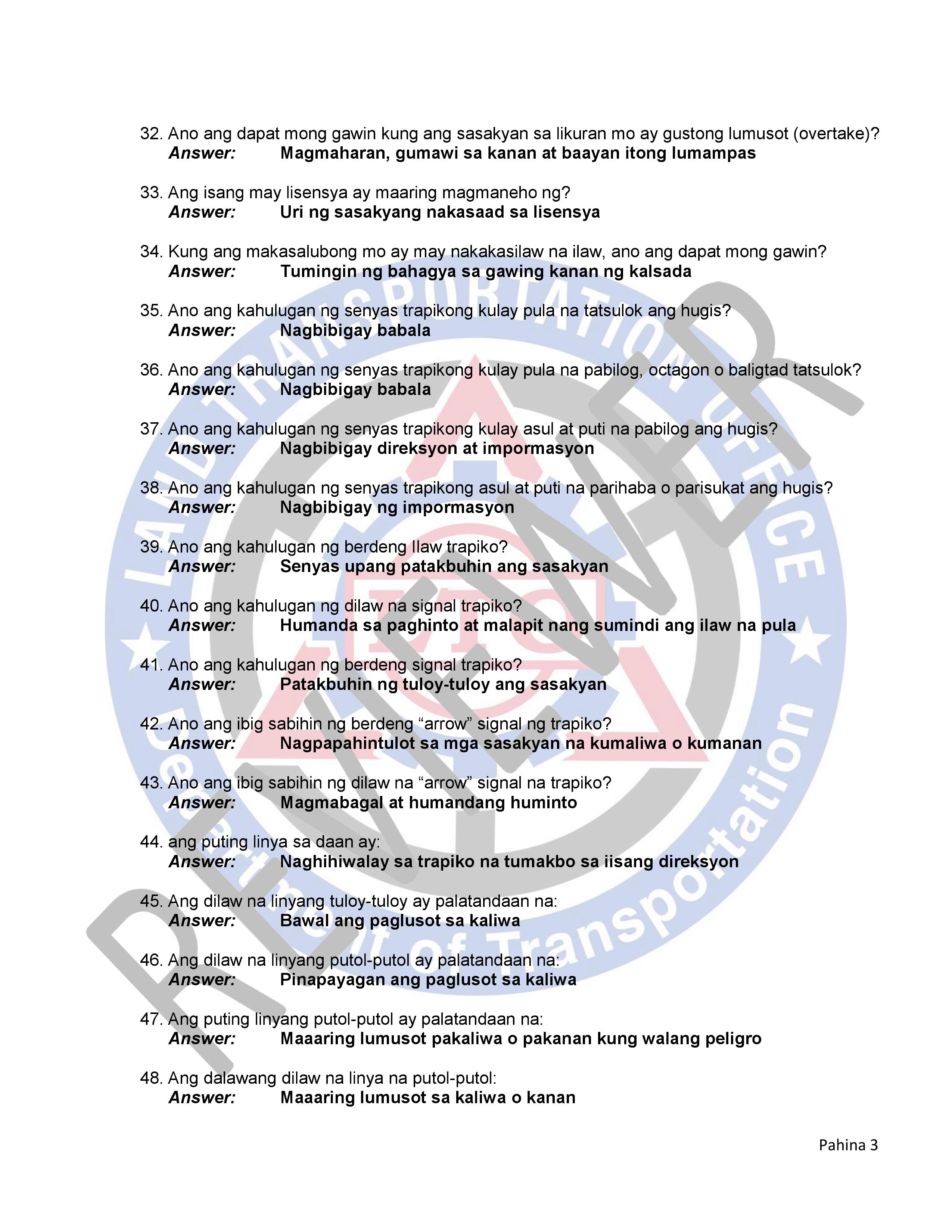 Lto Exam Cheat Sheet