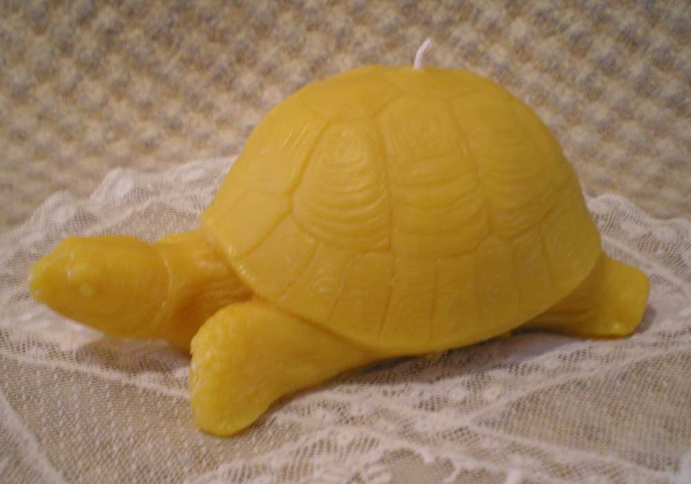 Beeswax Candle Lifelike Turtle Tortoise in Black Peace Blossom Candles