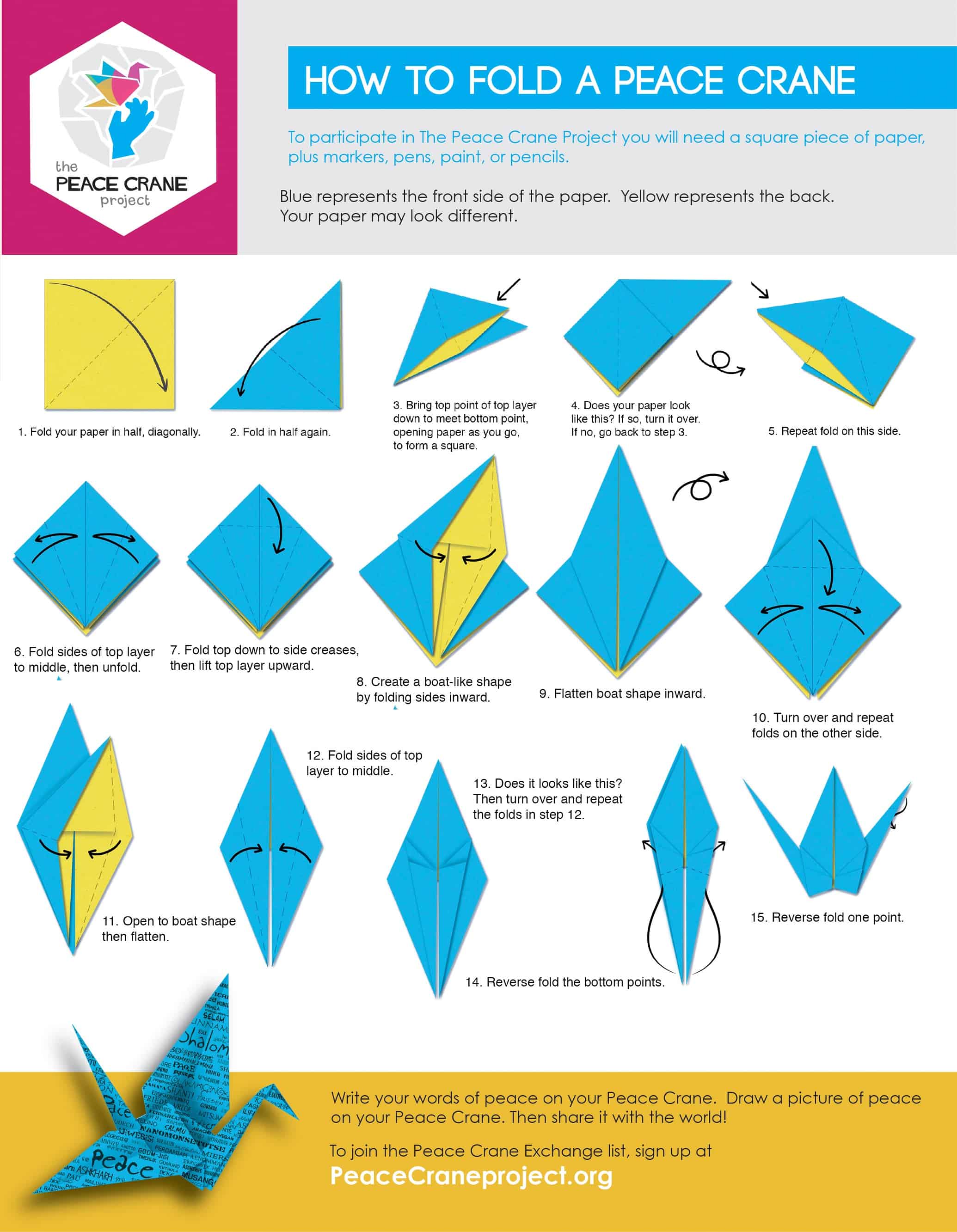 Folding Guides Peace Crane Project