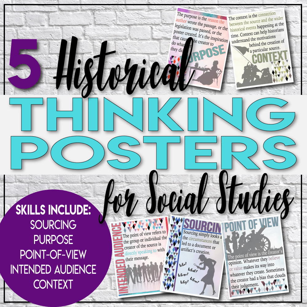 Historical Thinking Posters for Social Studies Primary and Secondary