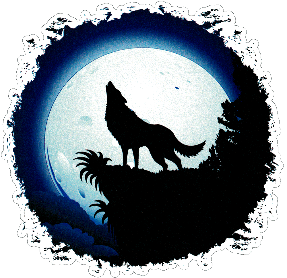 Full Moon Wolf Window Sticker / Decal Peace Resource Project