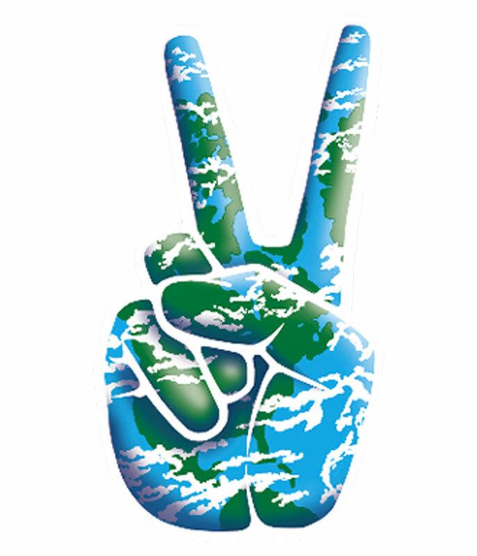 Peace Hand with Earth Background Window Sticker / Decal Peace