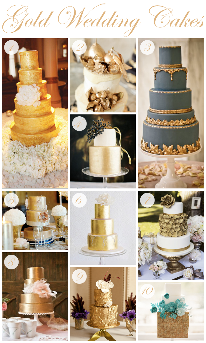10 Gold Wedding Cakes Peach of Mind