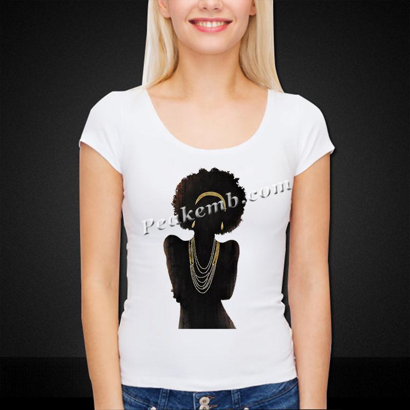 Afro girl custom screen printed heat transfers wholesale PEAKEMB