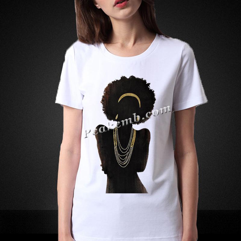 Afro girl custom screen printed heat transfers wholesale PEAKEMB