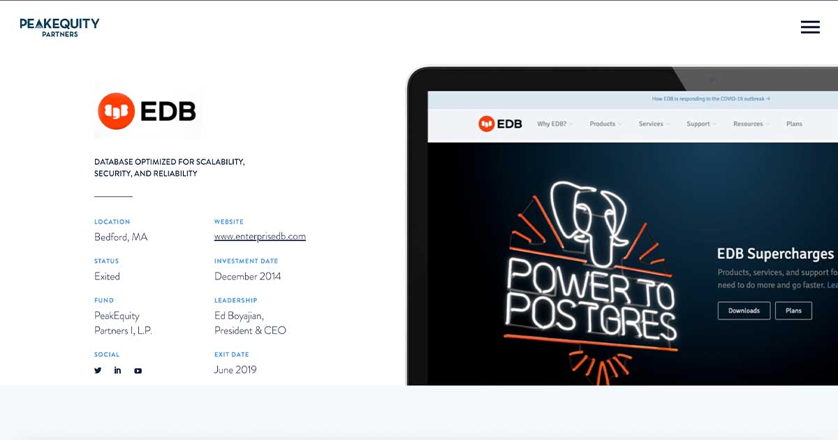 EnterpriseDB PeakEquity Partners