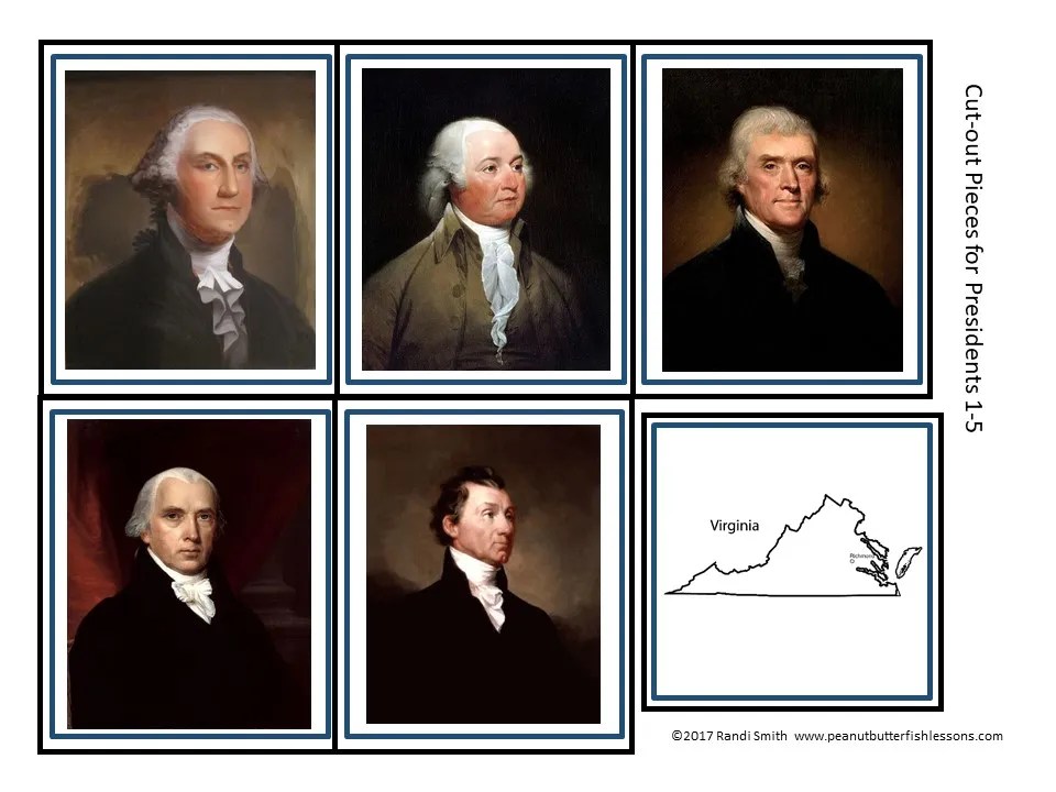 US President Sorting Mats Full Set of 45 Presidents peanut butter fish lessons