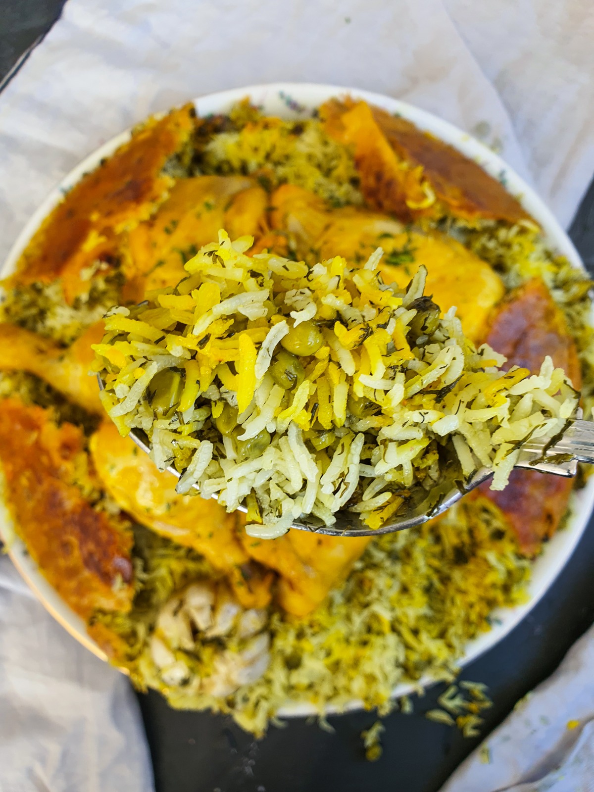 Persian Saffron Rice and Chicken with Dill and Pea PEANUTSWIRLS
